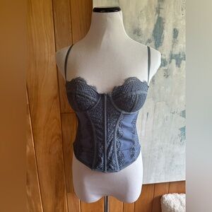 Urban Outfitters Out From Under Charcoal & Blue Lace Bustier lingerie. Sz. Mediu